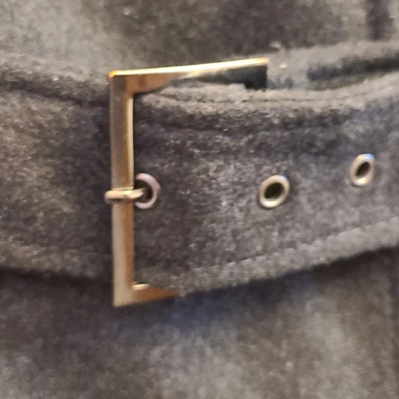 🌬️Guess Grey Ruffle Pea Coat - Picture 5 of 14